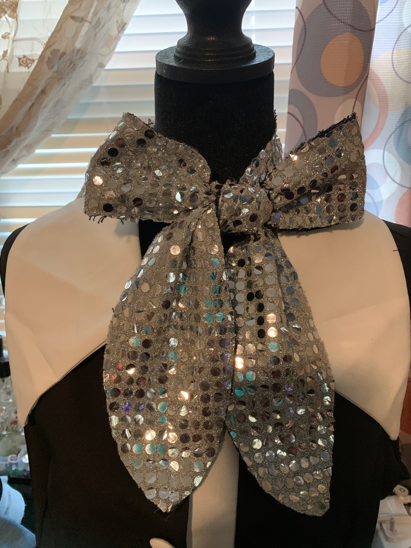 Disco Silver Sequin Bow