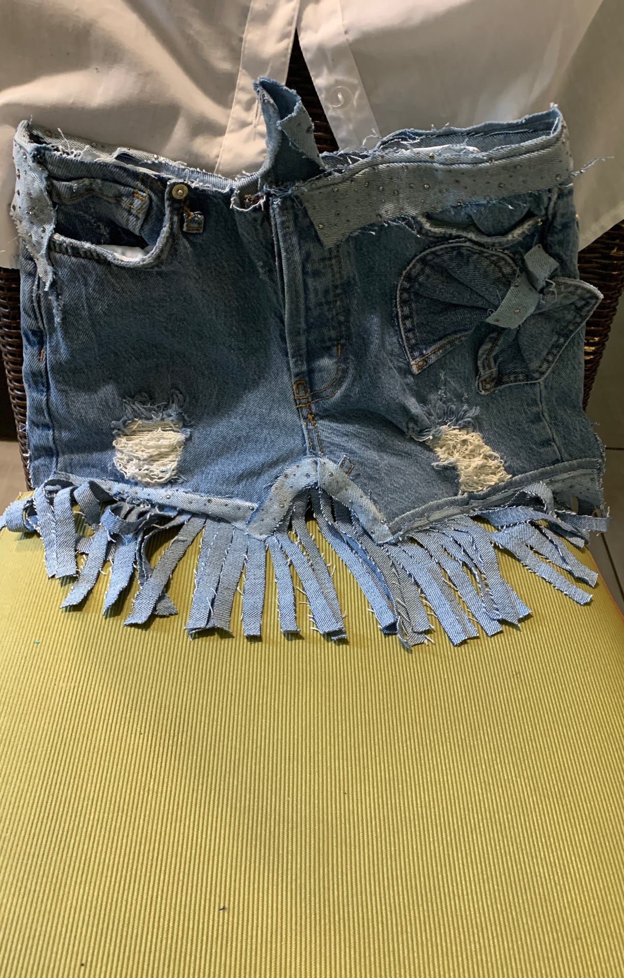 Fringed Denim Shoulder Bag